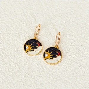 Sun & Moon Creative Goldtone Dangle Earrings